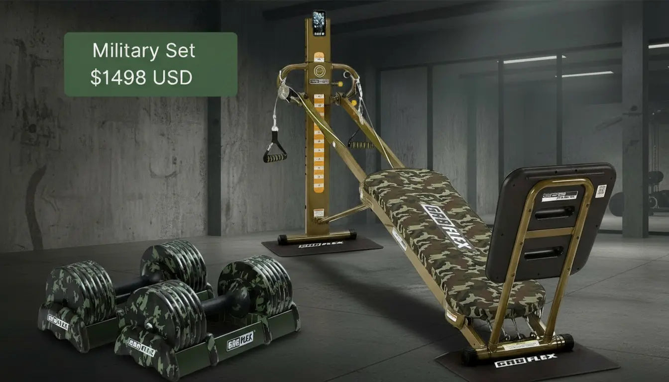 (Final Sale) Military Bundle Set - Adjustable Dumbbells (Military)+ GR8FLEX original gym, get a FREE 12pc 270lbs Resistance Bands set GR8FLEX USA