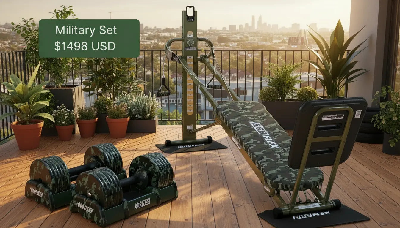 (Final Sale) Military Bundle Set - Adjustable Dumbbells (Military)+ GR8FLEX original gym, get a FREE 12pc 270lbs Resistance Bands set GR8FLEX USA