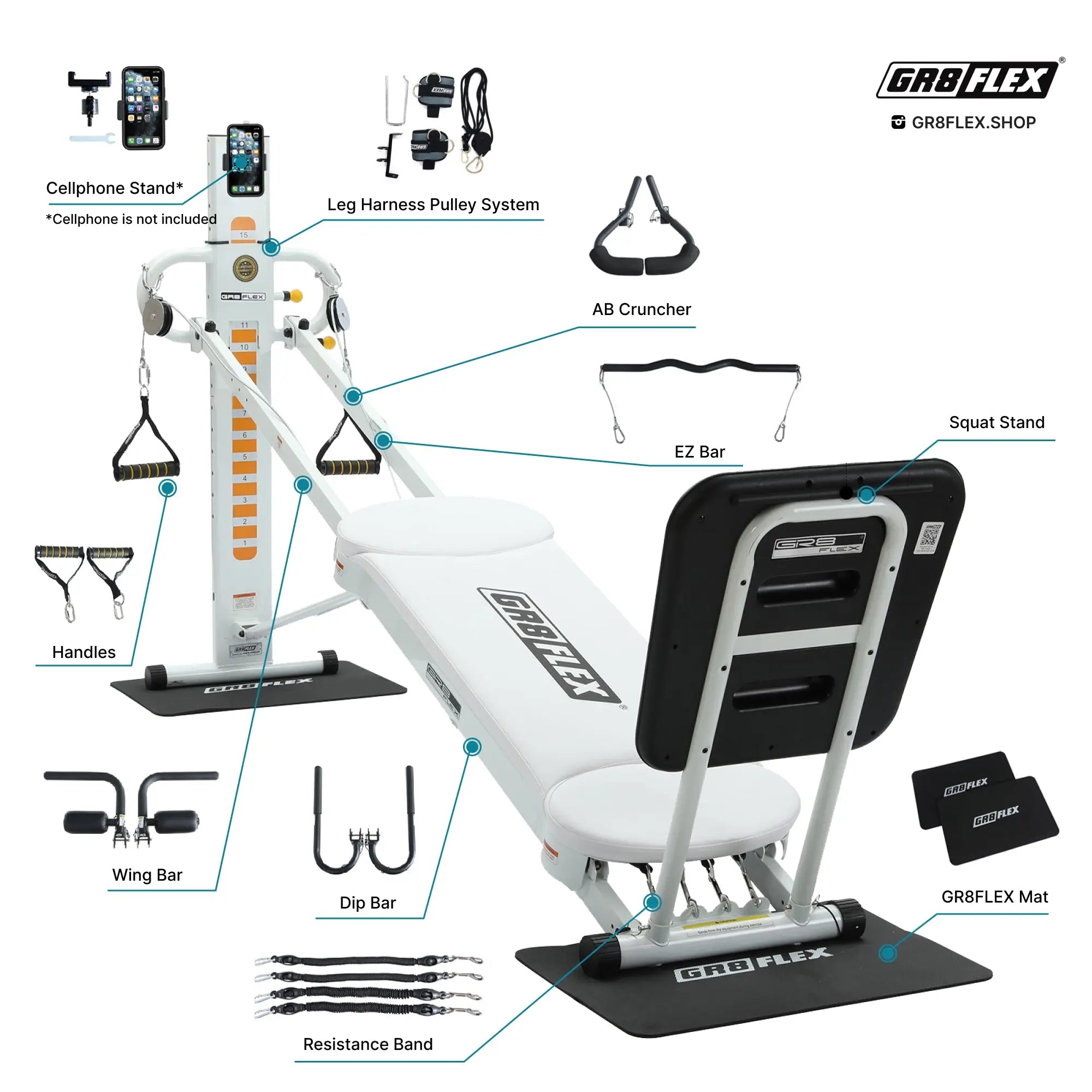 (SALE) GR8FLEX Total Performance Gym - Pearl White (Final Sale) GR8FLEX USA